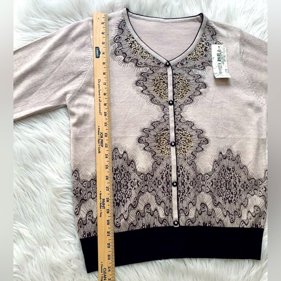 Pullover Faux Cardigan w/ Lace Pattern - NWT - Picture 14 of 15